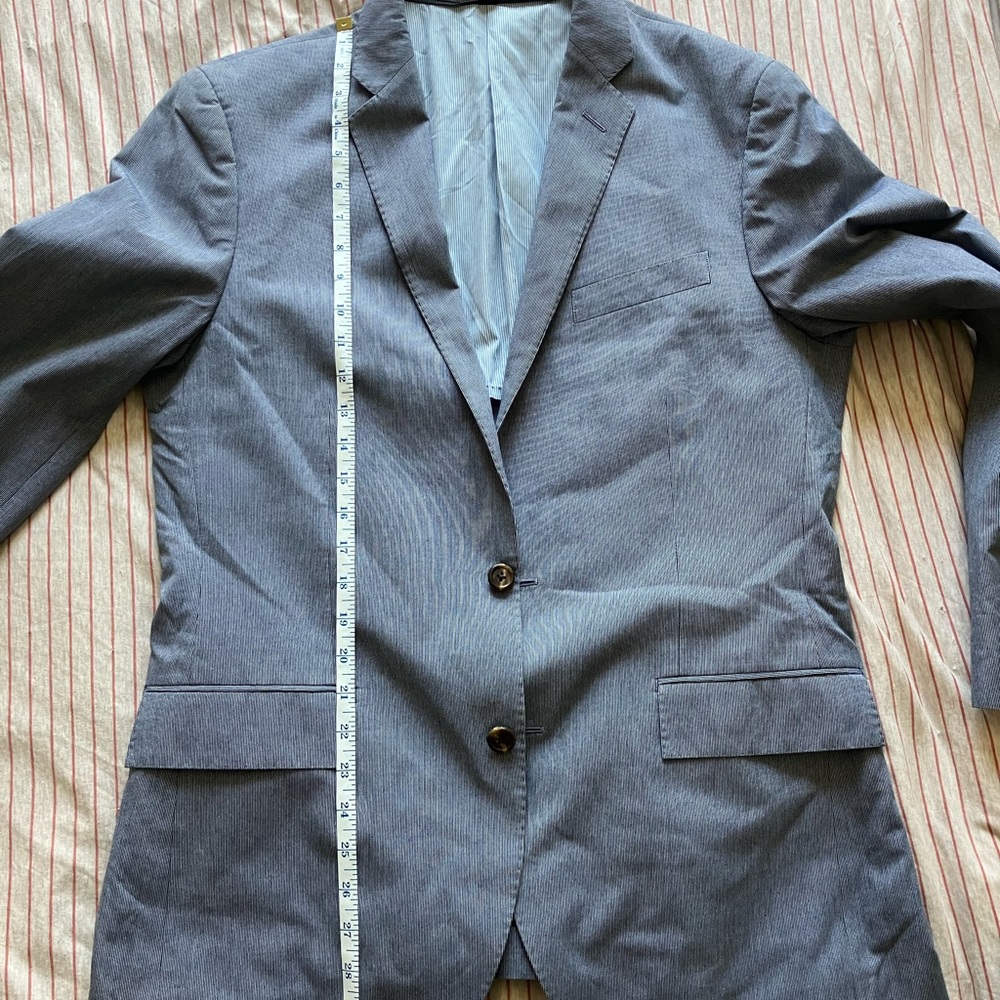 J. Crew ludlow suit summer  light blue micro stripe cotton slim fit 40R 34x32